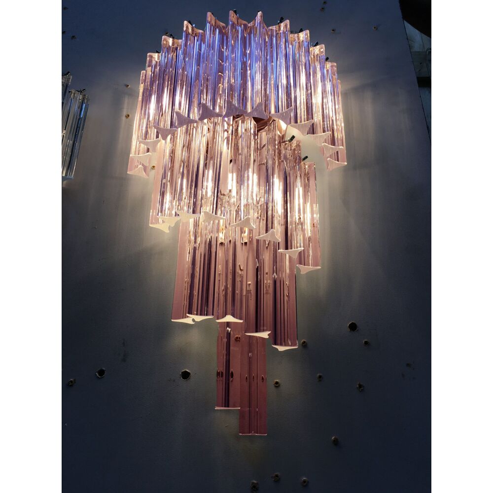 Pink triedro murano glass twister wall sconce