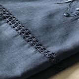 Drap Ancien En Lin Et Coton Bleu Nocturne