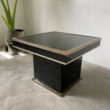 Table basse console appoint en laque noire et laiton