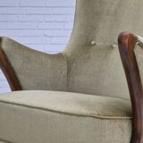 1960s, Scandinavian design, armchair in original condition, furniture velour, beech wood legs.