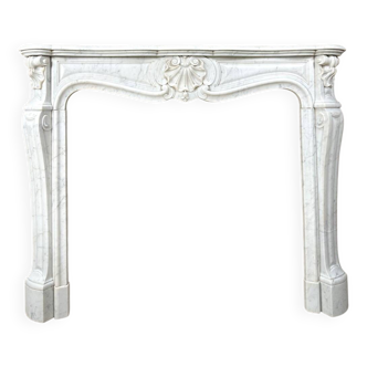 Cheminée de style Louis XV marbre blanc