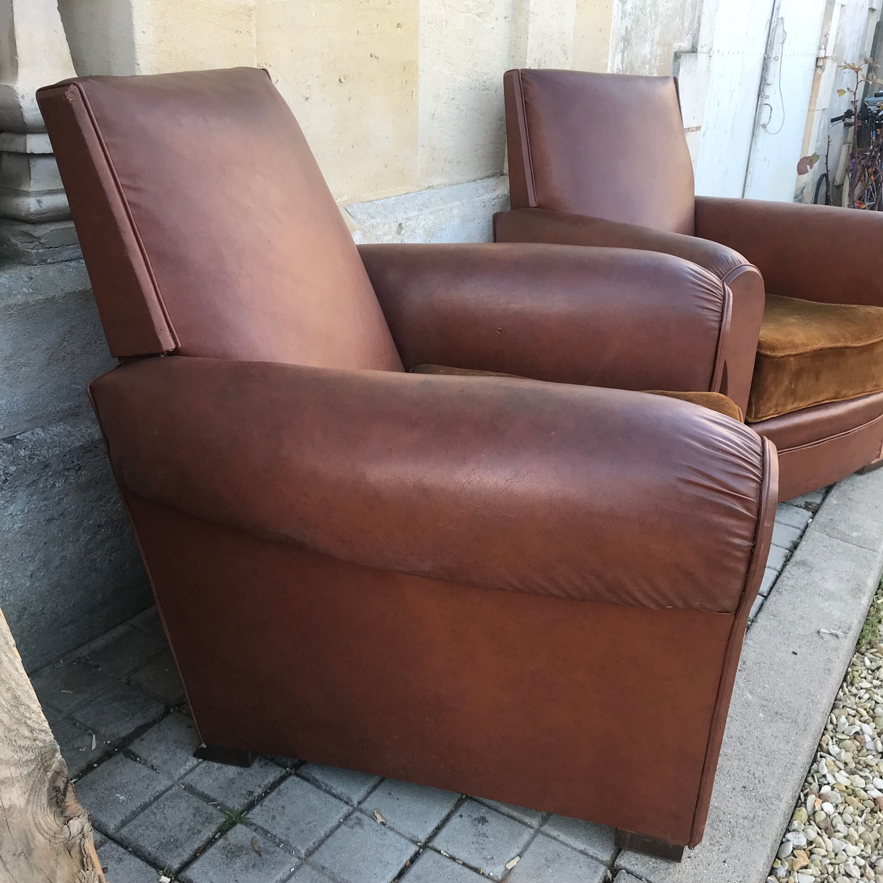 Pair of club armchairs