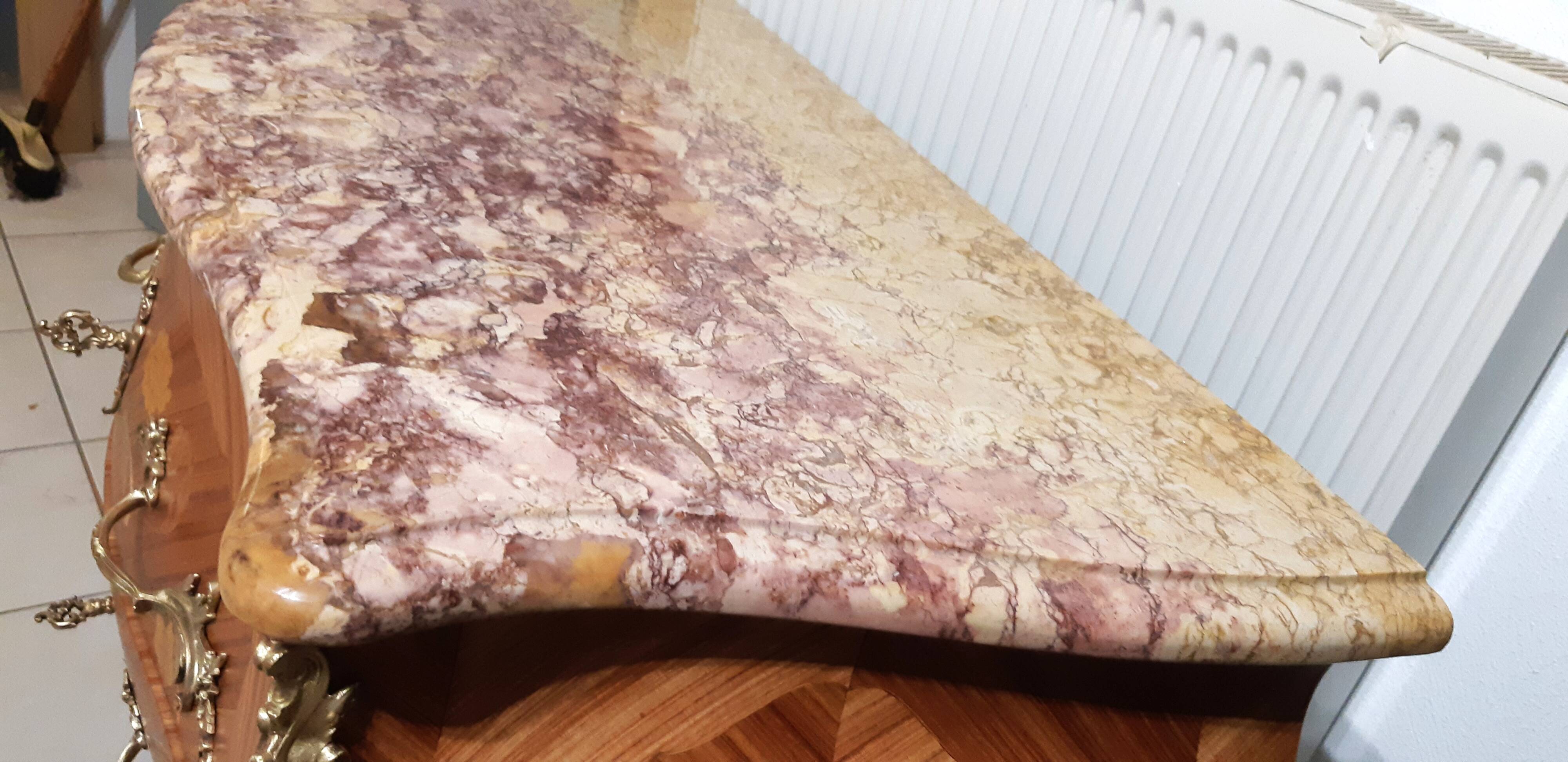 Louis XV style curved chest of drawers, rosewood, restored