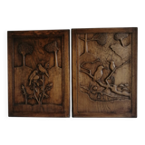 2 panneaux de porte en chêne