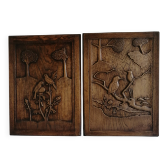 2 panneaux de porte en chêne