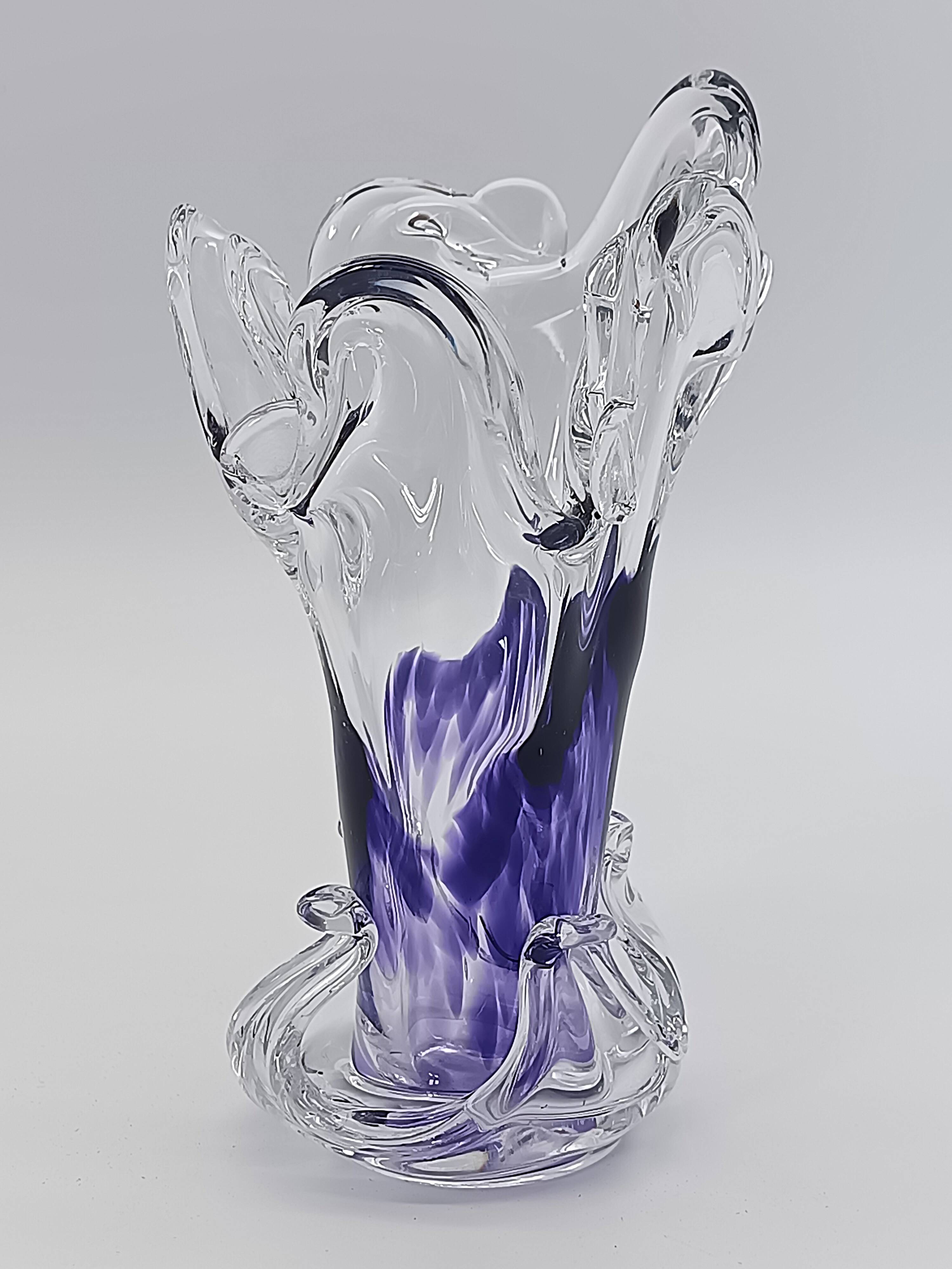 Vase Soliflore en Cristal d'Art – Michel Steiner Améthyste & Transparent