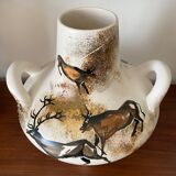 Ceramic vase with rock decoration Vallauris 1960