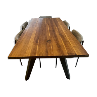 Wood and metal dining room lounge table