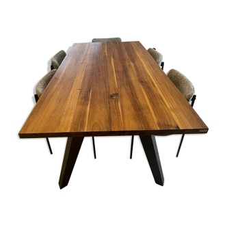 Table salon salle à manger bois et métal