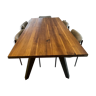 Wood and metal dining room lounge table