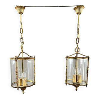 Pair of suspended lanterns in Louis XVI style, 20th Century