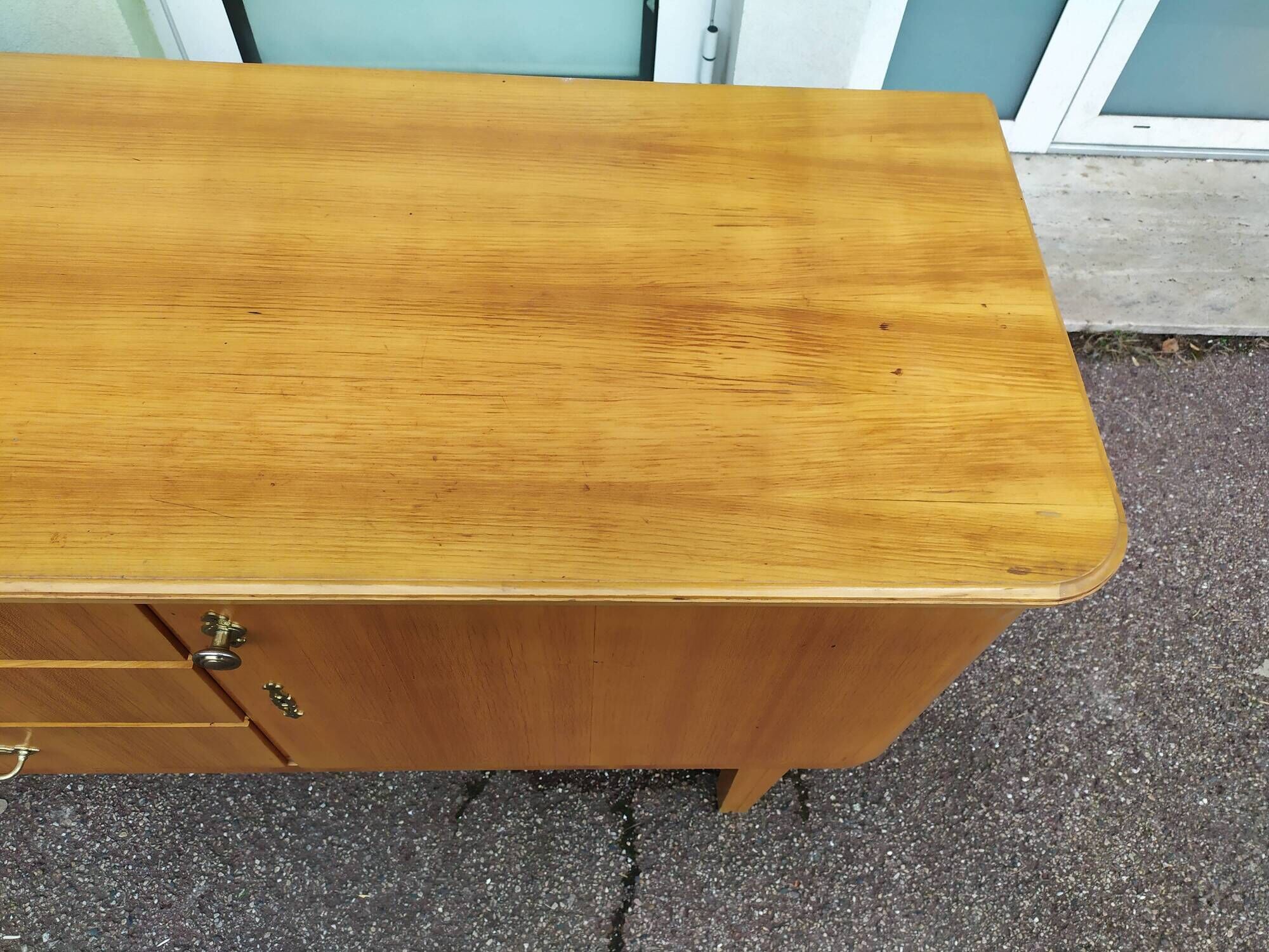 Vintage sideboard from the 50s and 60s in wood 245cm