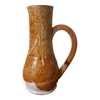 Vase with vintage ceramic handle, handcrafted, old pitcher, country decoration