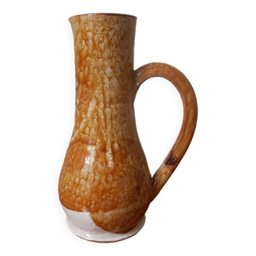 Vase with vintage ceramic handle, handcrafted, old pitcher, country decoration