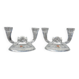 Pair candle holders vintage crystal Buder double torches
