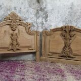 Set of wall panels headboard in carved wood, unique piece
