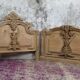 Set of wall panels headboard in carved wood, unique piece