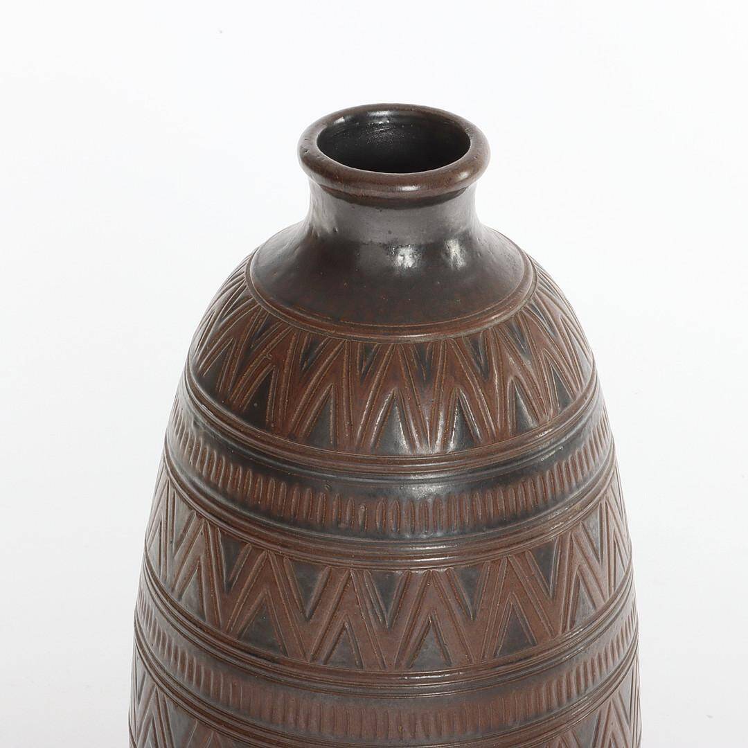 Scandinavian Modern Brown Stoneware Floor Vase by Arthur Andersson, Wallåkra
