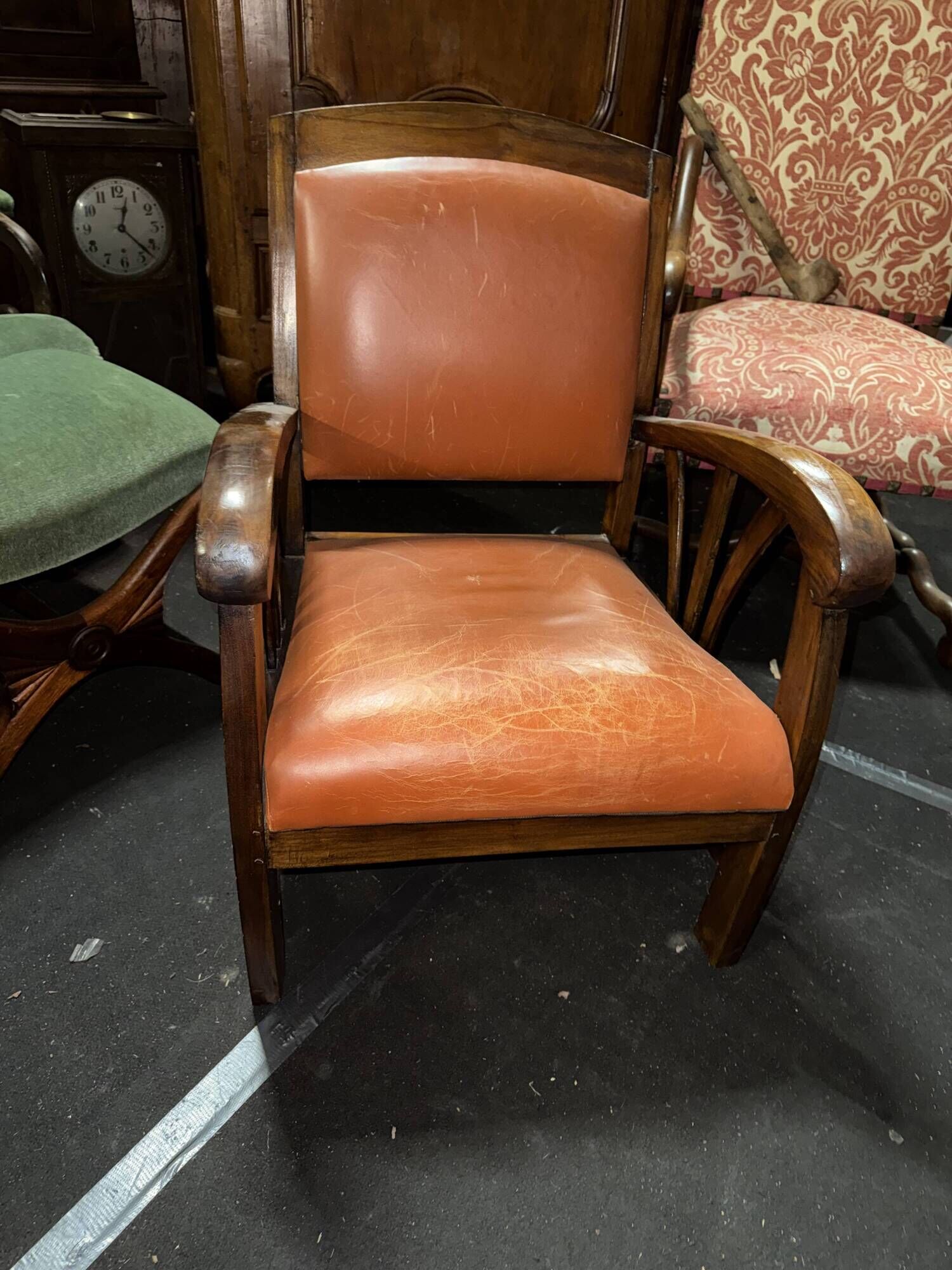 Art Deco bridge armchair with fan-shaped armrests - 1930s