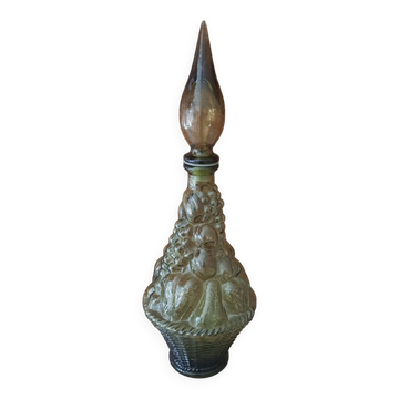 Italian carafe genius glass bottle from Empoli 60s 70s.