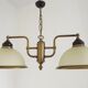 French Mid Century Bronze Effect Metal Double Billiard Light Glass Shades
