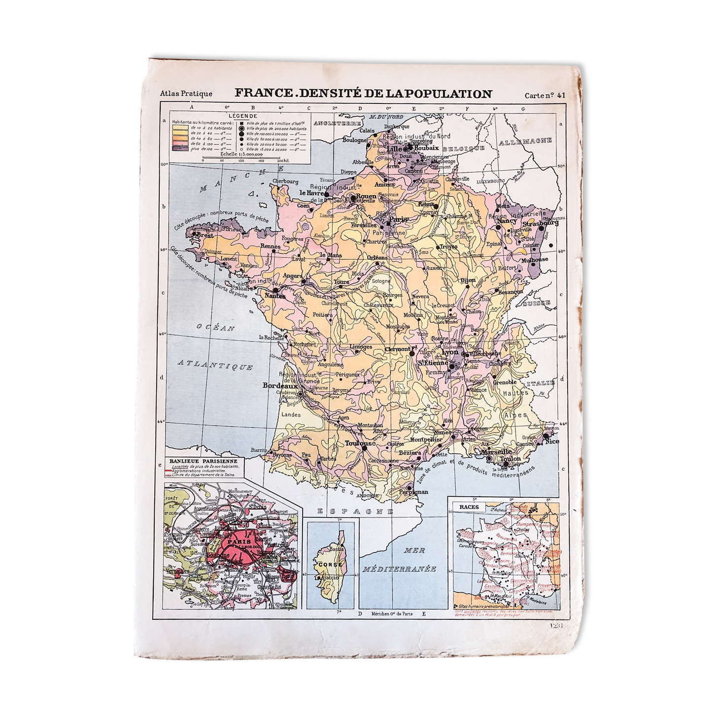 Map of France population density 1929
