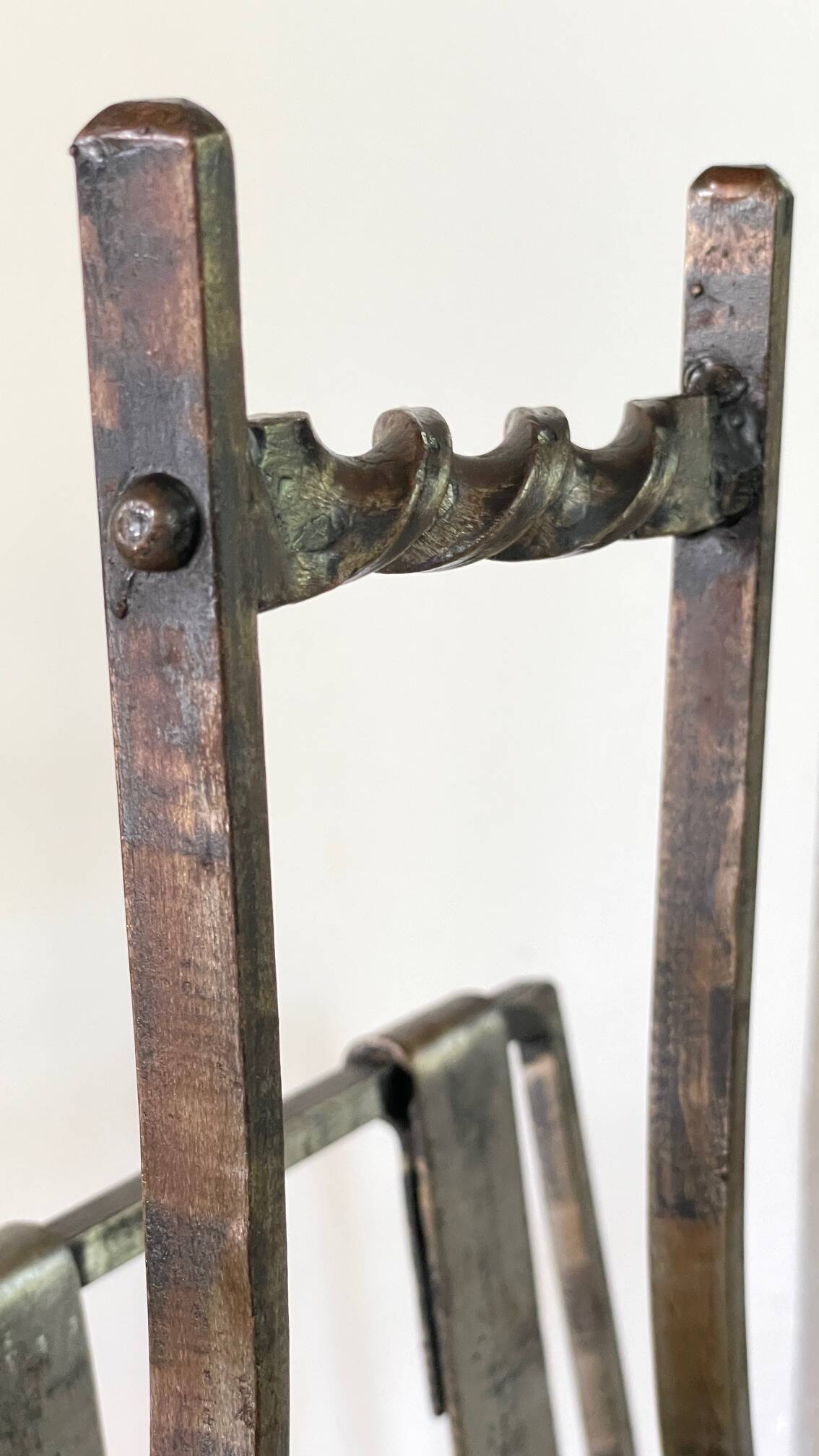 Brutalist vintage steel magazine rack