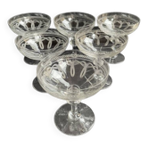 6 coupes à champagne cristal guilloché – Art nouveau