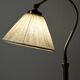 Scandinavian brass floor lamp with curved neck, 1950s