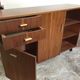 Vintage enfilade 1960-1980's blond walnut veneer handles brass