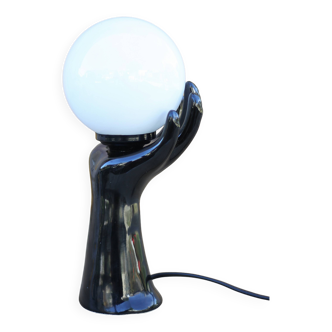 Vintage table lamp, bedside lamp, hand-shaped ceramic lamp with ball globe, side lamp