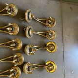 Lot de 10 grandes appliques en laiton et verre de Murano