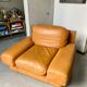 Fauteuil vintage Steiner en cuir havane