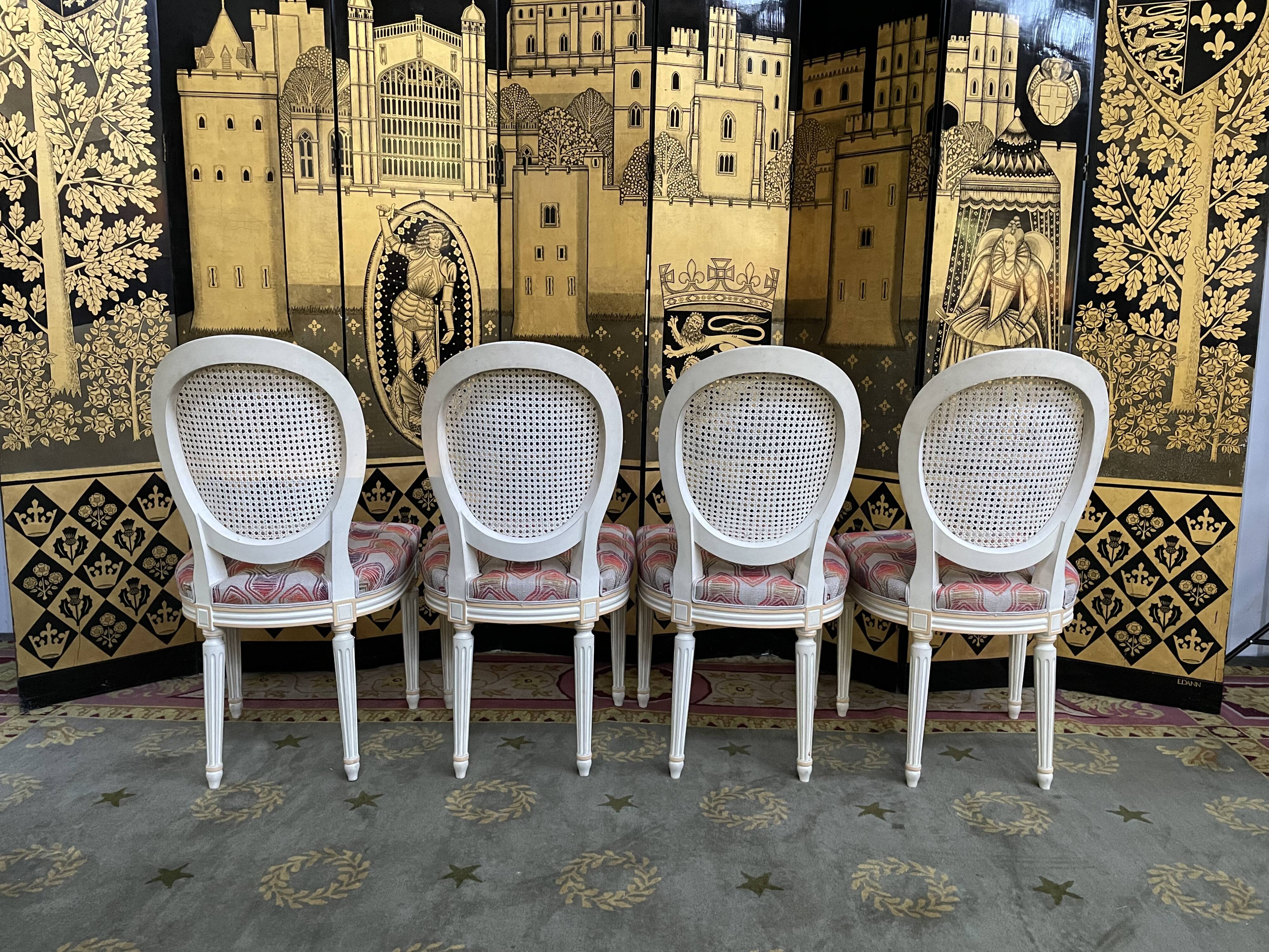 4 chairs louis XVI style medallion