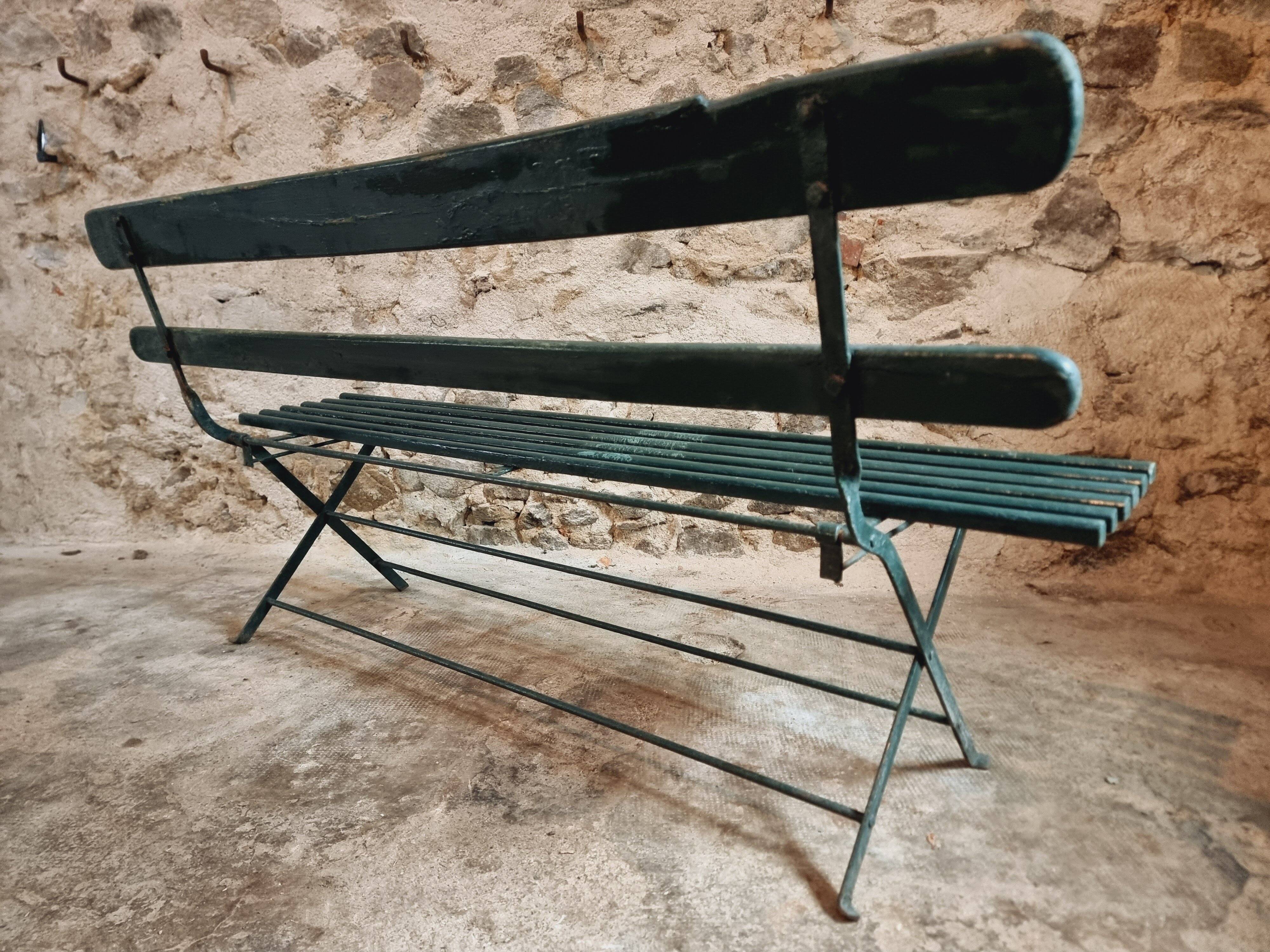 Antique folding garden bench – France – 1930s