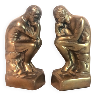 Thinker brass bookends