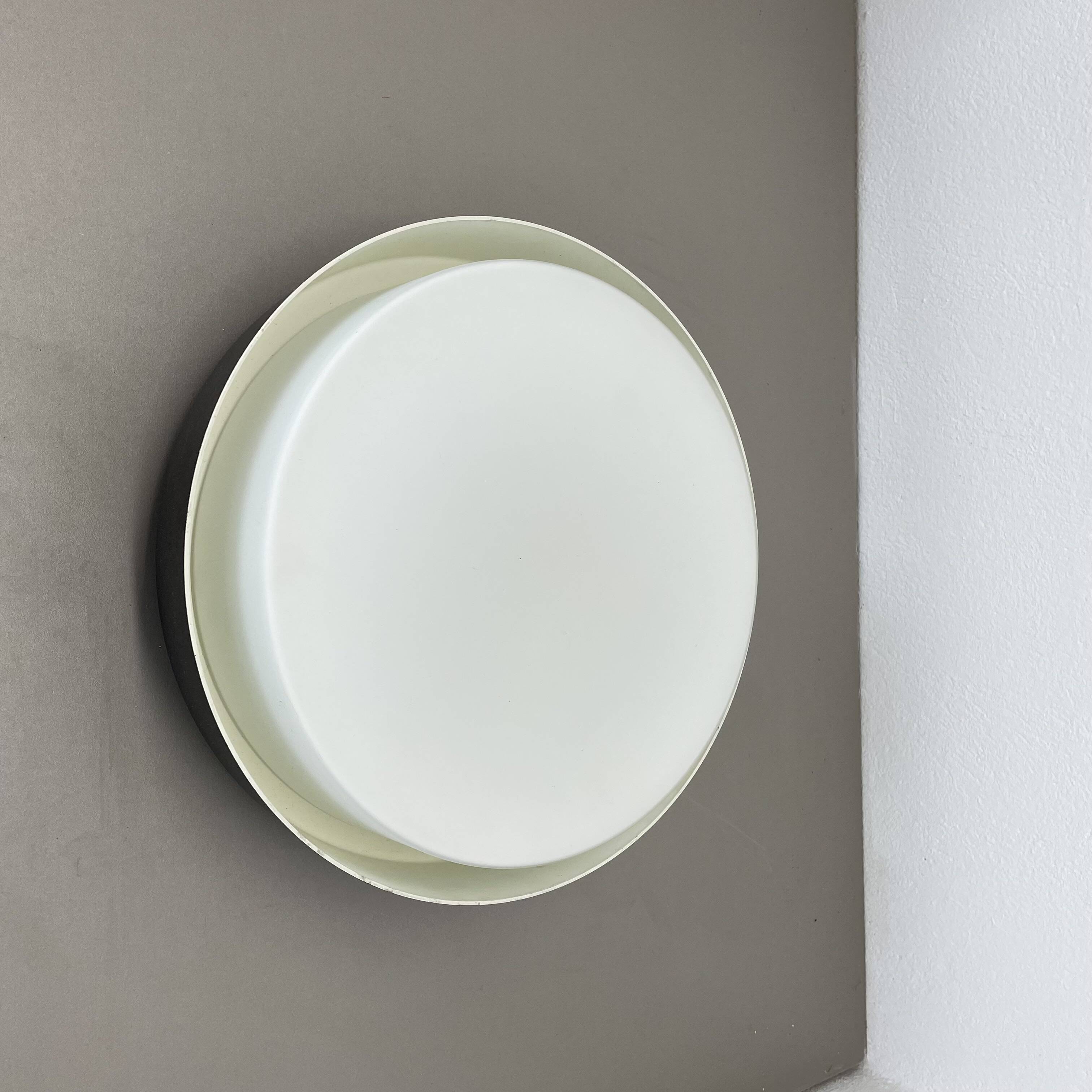 Minimalist  metal and glass flushmount wall light by bega lights, germany, 1980s