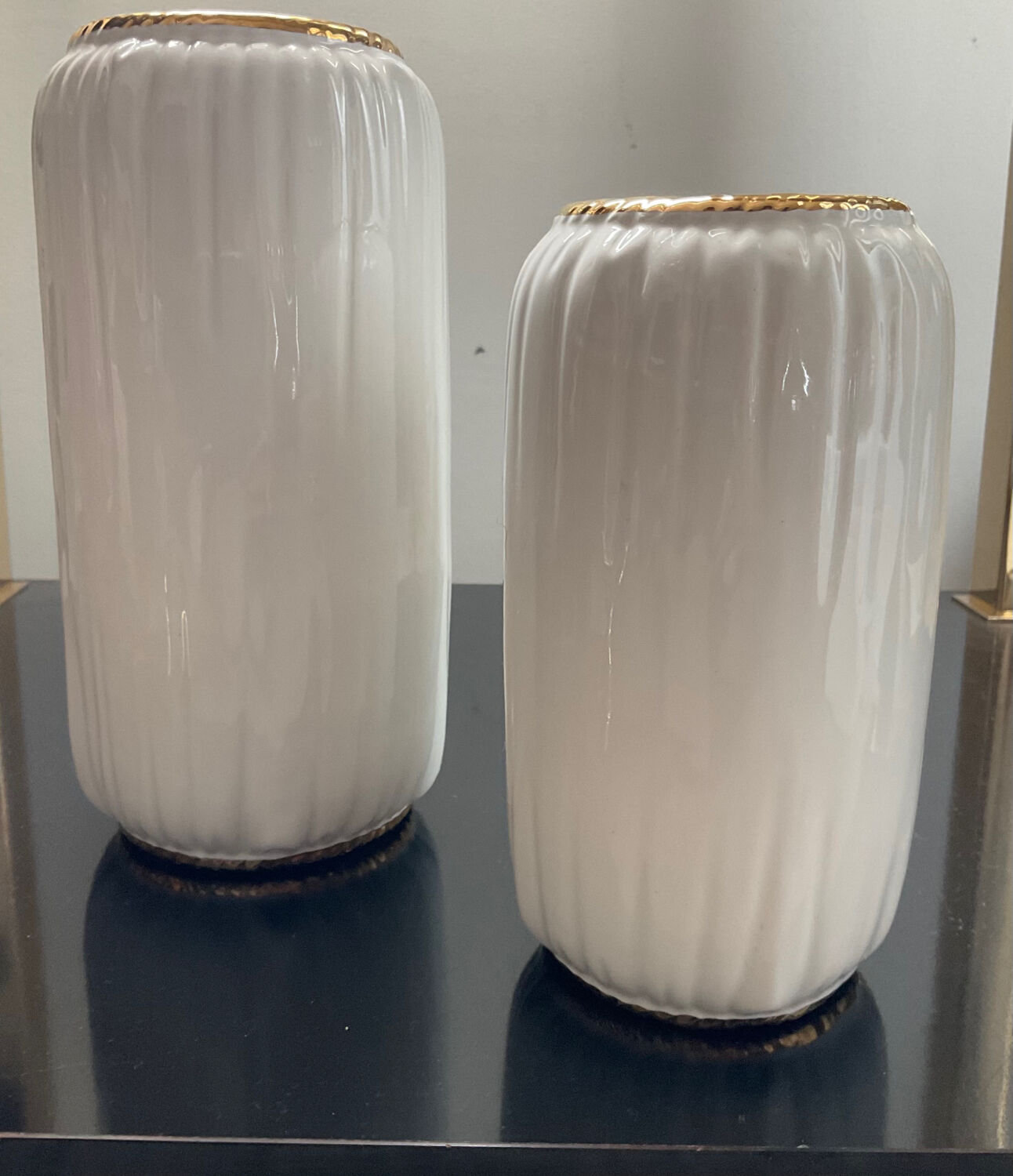 Duo de vases vintage en céramique émaillée années 70