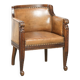 Antique armchair made of sheepskin and wood with decorative nails