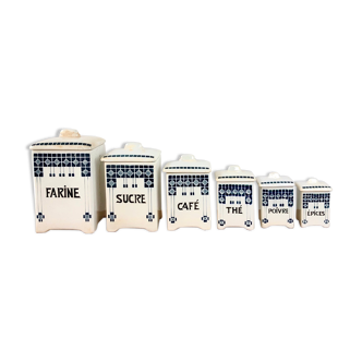Set of 6 blue spice pots
