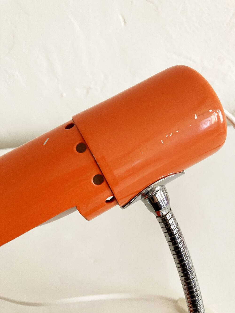 Delmas orange flexible clamp lamp, 1970s