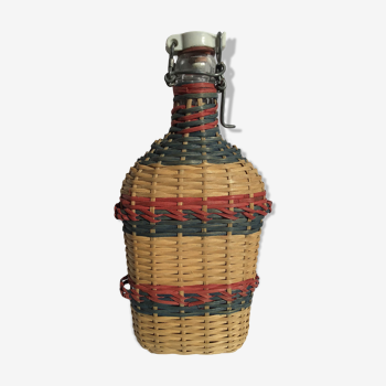 Colorful wicker bottle porcelain cap