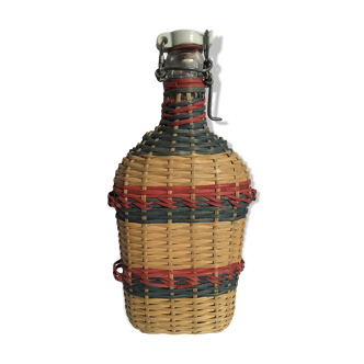 Colorful wicker bottle porcelain cap