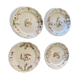 Lot de 4 assiettes murales en faïence vintage