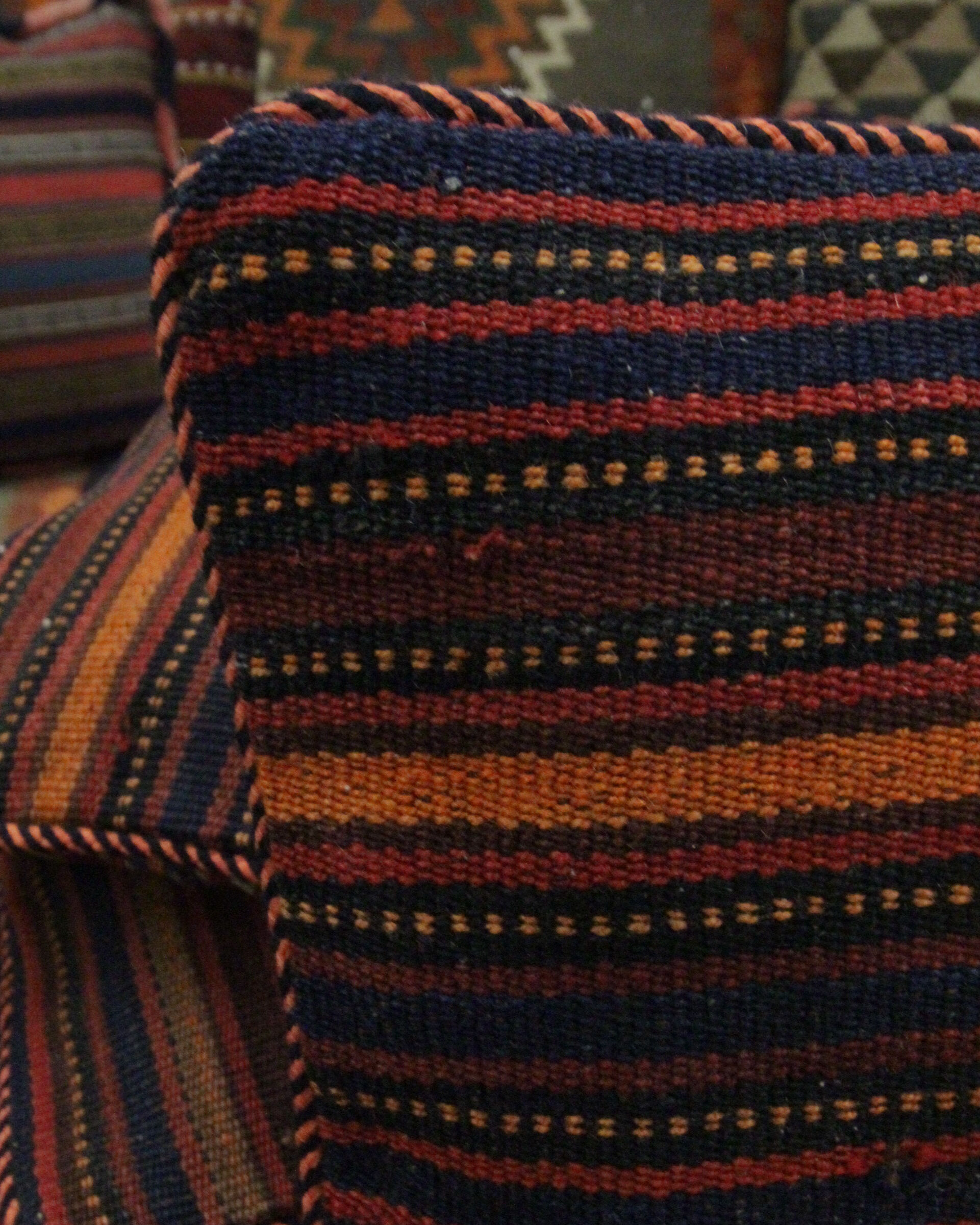 Bold Striped Wool Kilim Cushion Cover Handmade Scatter Pillow 35x35cm