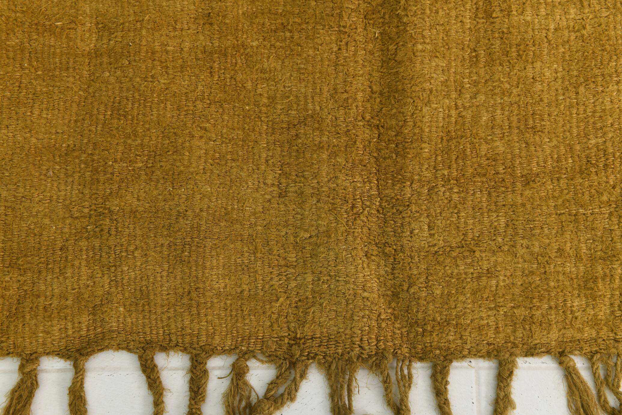 Turkish Dark Mustard Vintage Kilim Rug, 135x268Cm