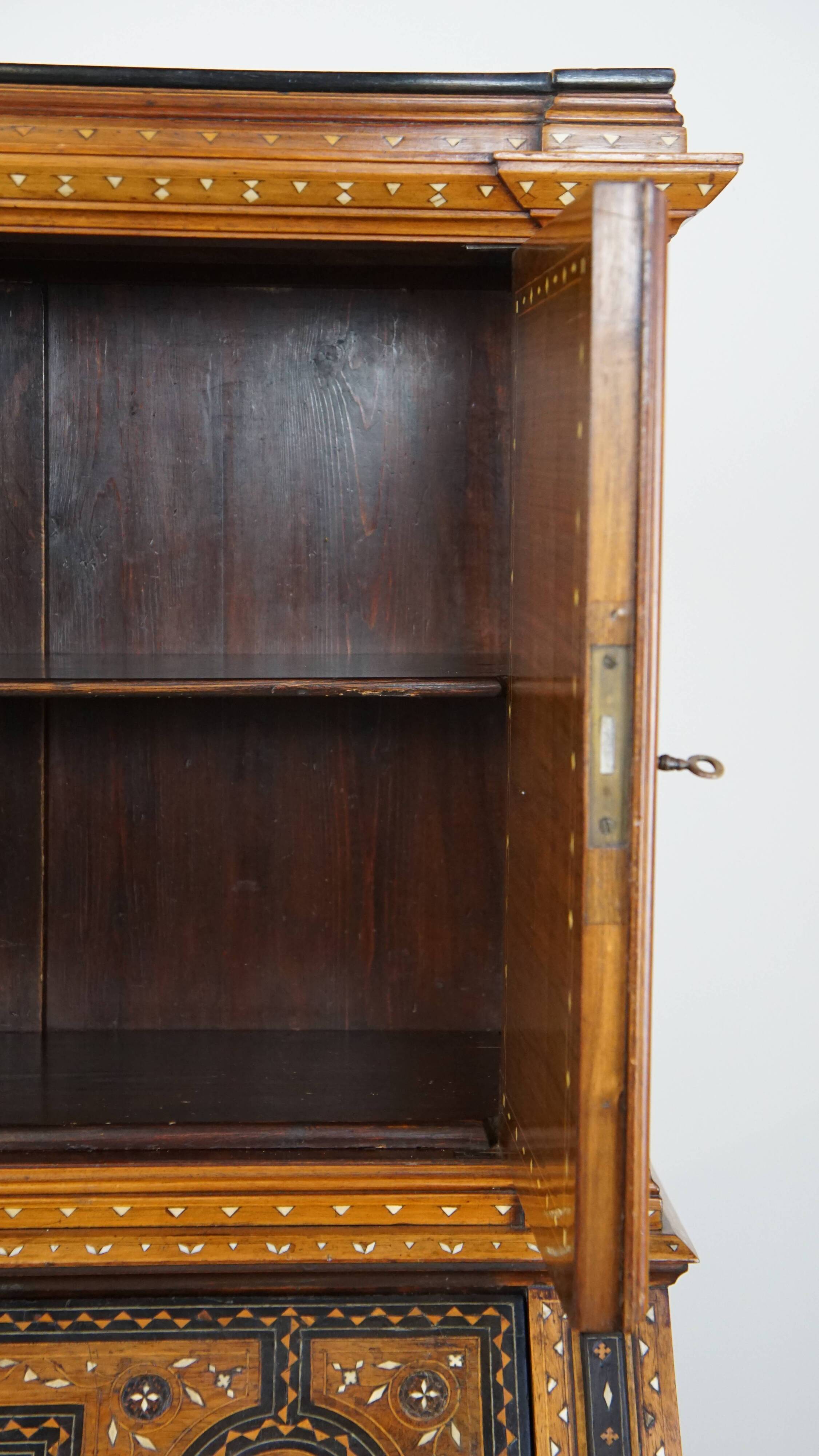Inlaid antique Italian secretary in Moorish style, circa 1860
