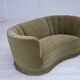 1960s, Danish 2-seater "Banana" sofa, original green furniture velour.