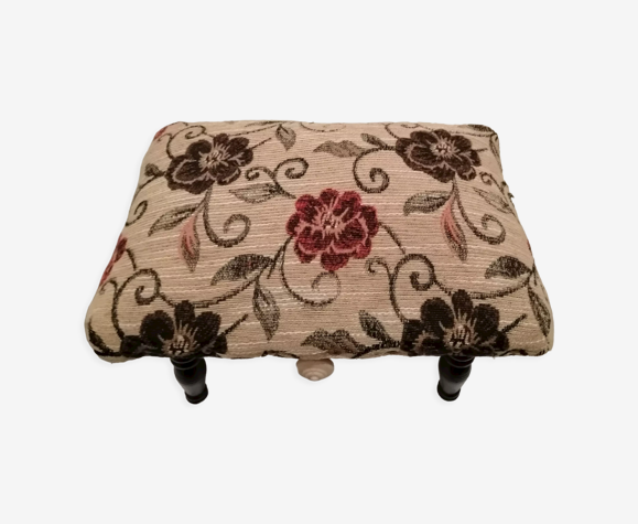 Repose pieds ancien en bois et tissu