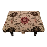 Antique footrest stool in wood and fabric